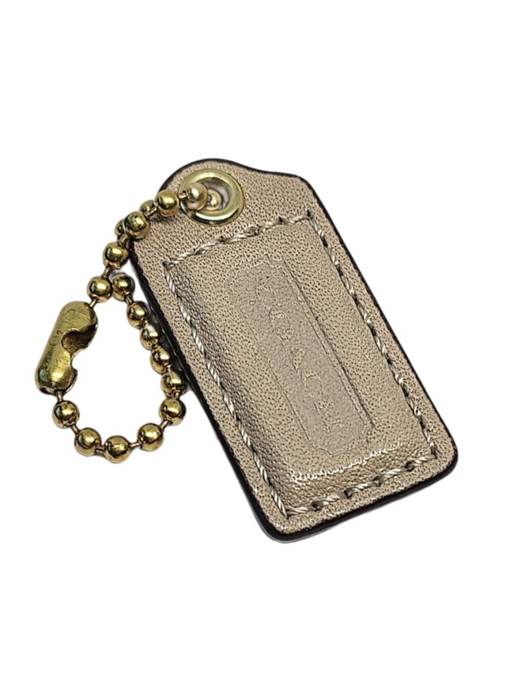 π Mini Coach 1.5" Y2K Taupe Putty Matte Leather Hangtag Keychain Bag Charm